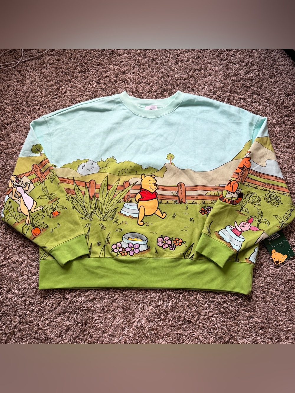 Winnie The Pooh Disney Parks crew sweatshirt NEW embroidered Size Medium NWT